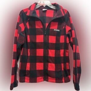 Columbia Red and Black Buffalo Plaid Fleece Jacket